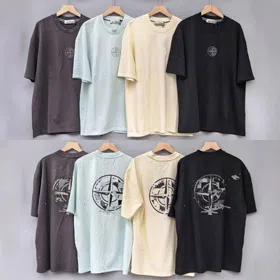 Stone Island Crewneck Short-Sleeve T-Shirt with Circular Foamed Logo Print-6335  